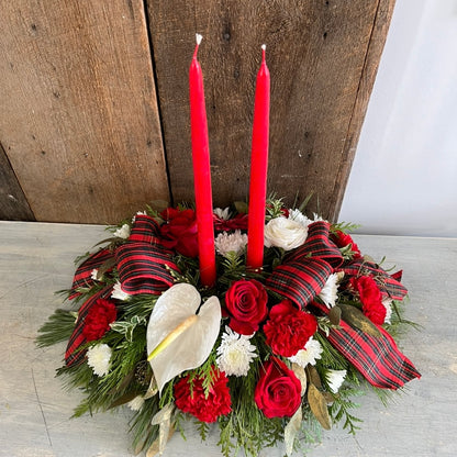 Christmas Classic ~ Double Candle Centerpiece