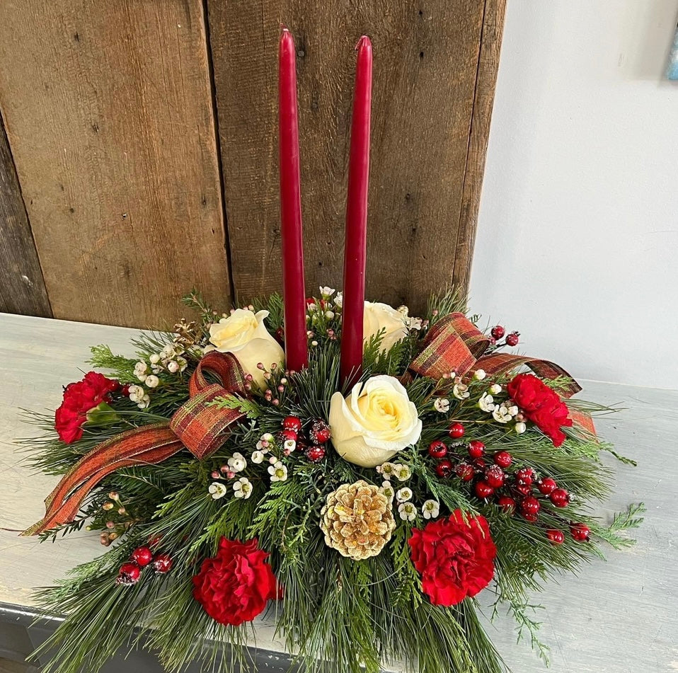 Christmas Classic ~ Double Candle Centerpiece