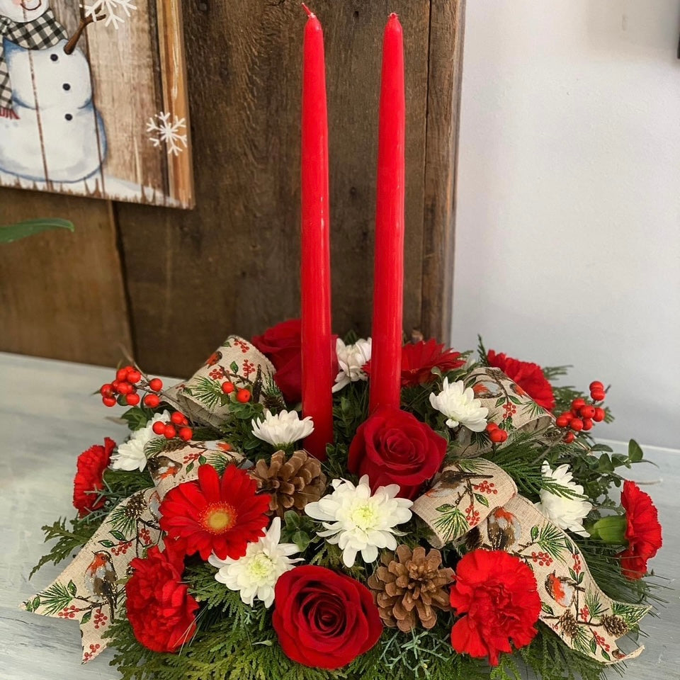 Christmas Classic ~ Double Candle Centerpiece