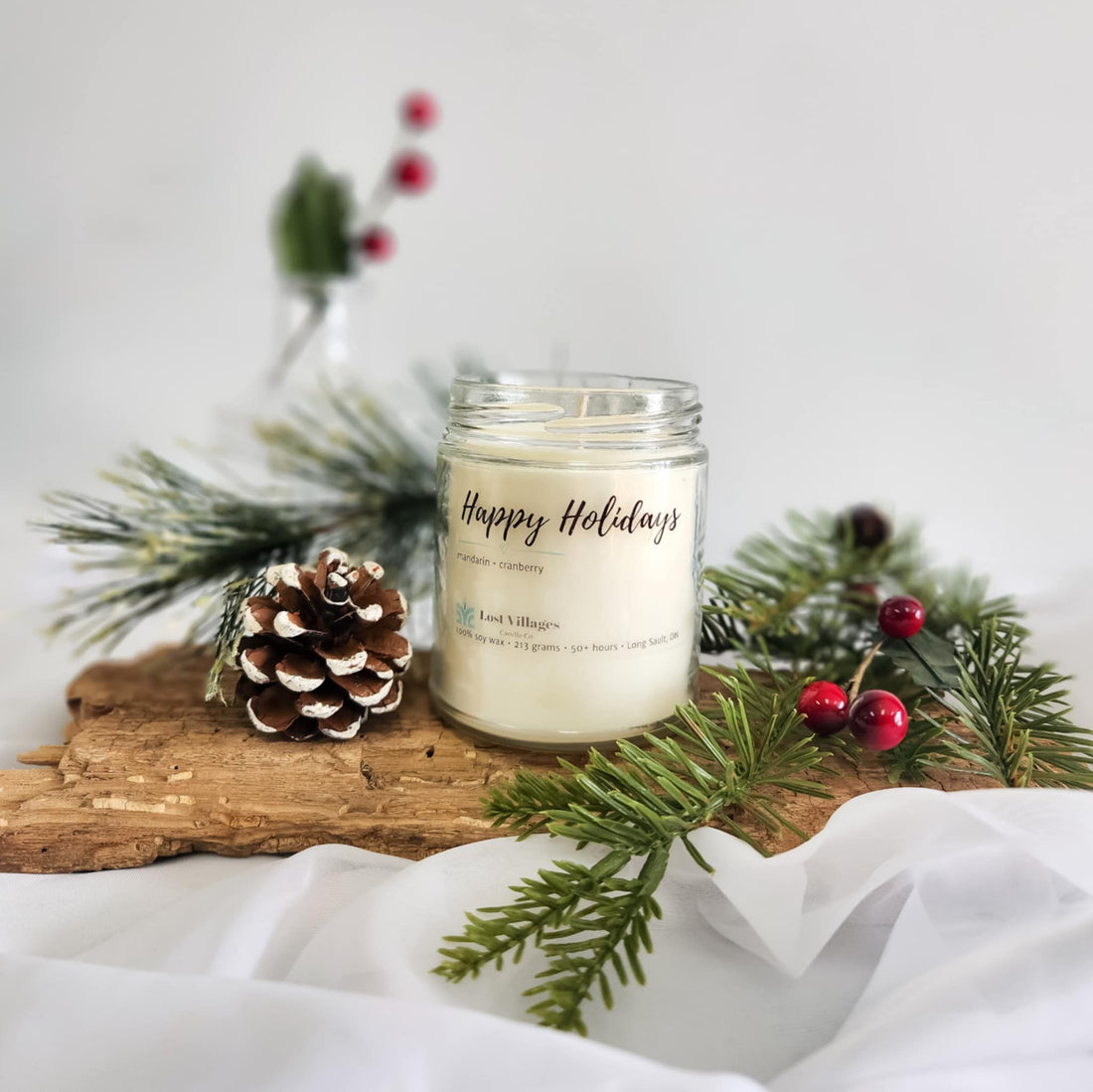 Candle - Happy Holidays ~ Mandarin &amp; Cranberry