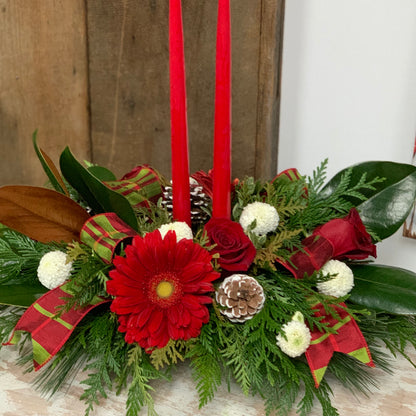 Christmas Classic ~ Double Candle Centerpiece