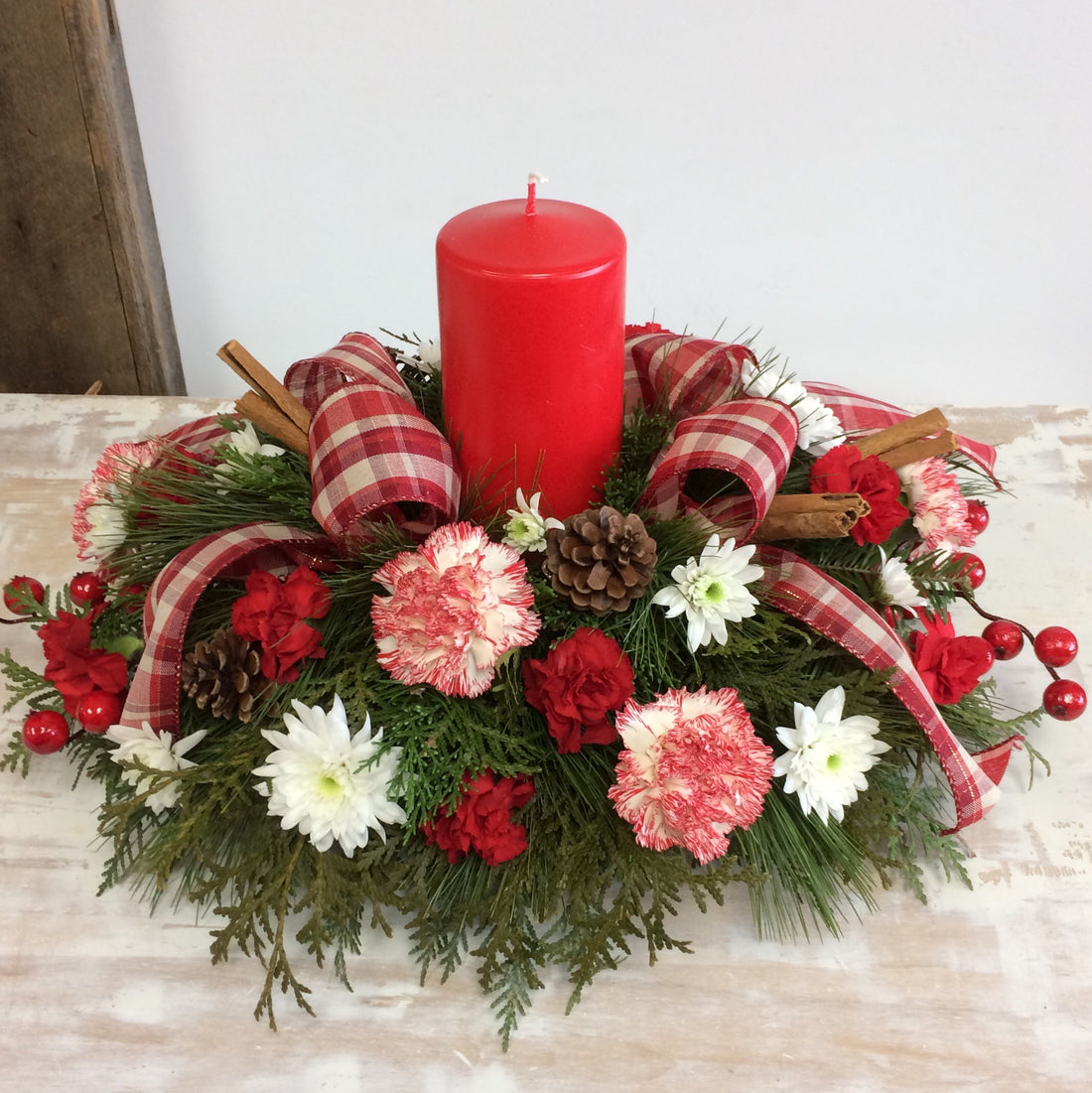 Holiday Delight ~ Pillar Candle Centerpiece