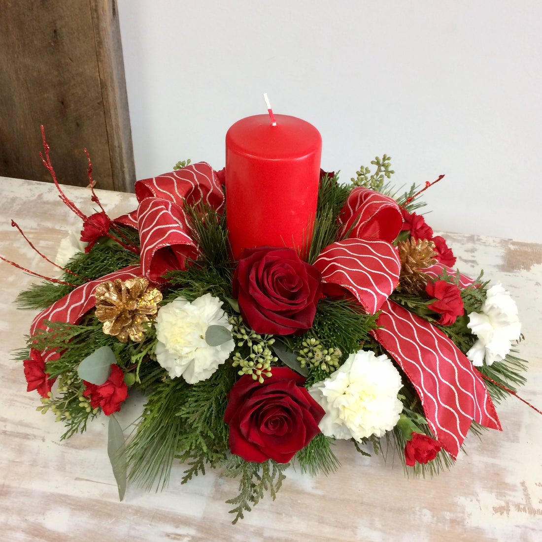 Holiday Delight ~ Pillar Candle Centerpiece